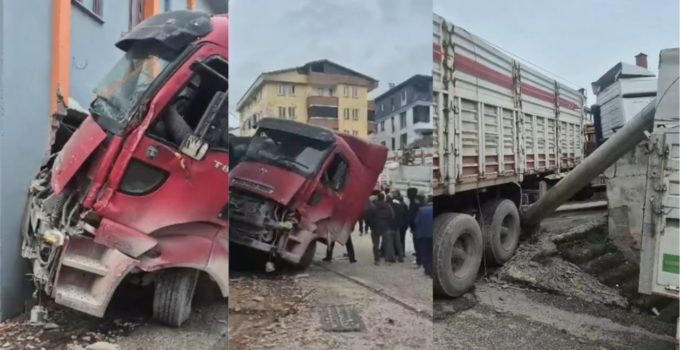 Yığılca’da Freni Boşalan Hafriyat Tırı 4 Aracı Biçti, Market Duvarına Çarparak Durabildi