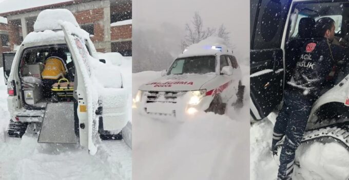 Yoğun Kar ve Fırtınaya Rağmen 112 Ekipleri Hastaya Ulaştı
